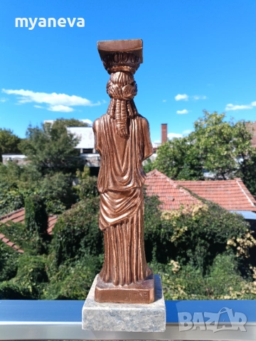 Метална, масивна статуетка на кариатида, архитектурен елемент под формата на женска фигура , снимка 6 - Статуетки - 51762161