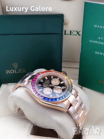 Mъжки часовник Rolex Daytona Cosmograph Rainbow Rose Gold с автоматичен механизъм, снимка 7 - Мъжки - 38212400