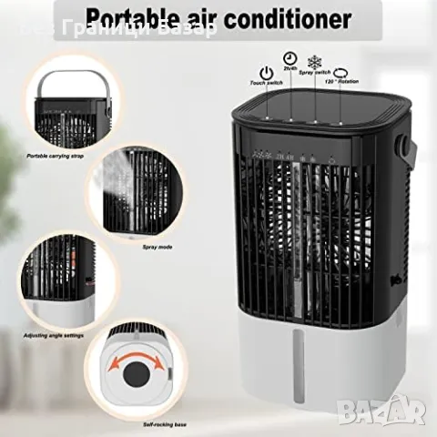 Нов Персонален охладител с таймер, 900ML резервоар и 3 вентилаторни режима, снимка 3 - Други стоки за дома - 47859332