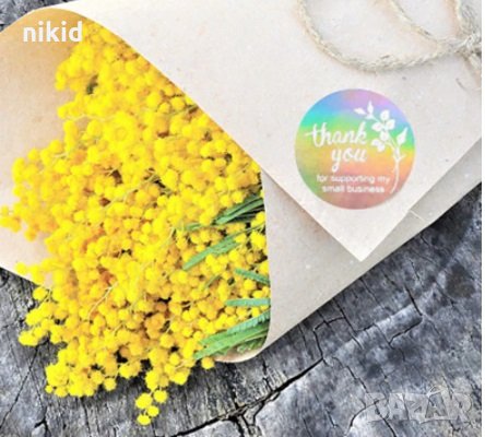 100 бр Thank You холограмни малки самозалепващи лепенки стикери за ръчна изработка за подарък, снимка 6 - Други - 32525241