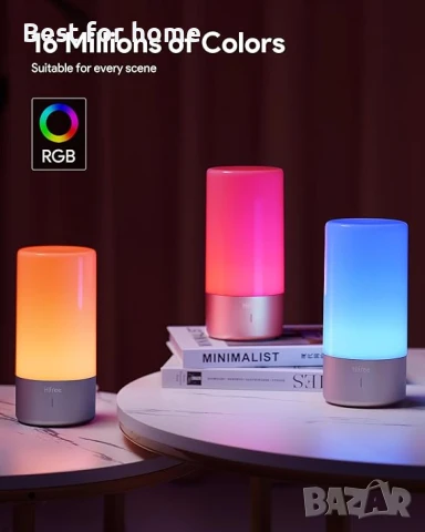  Hifree LED нощна лампа с тъч сензор, с RGB промяна на цвета , снимка 4 - Настолни лампи - 50848729