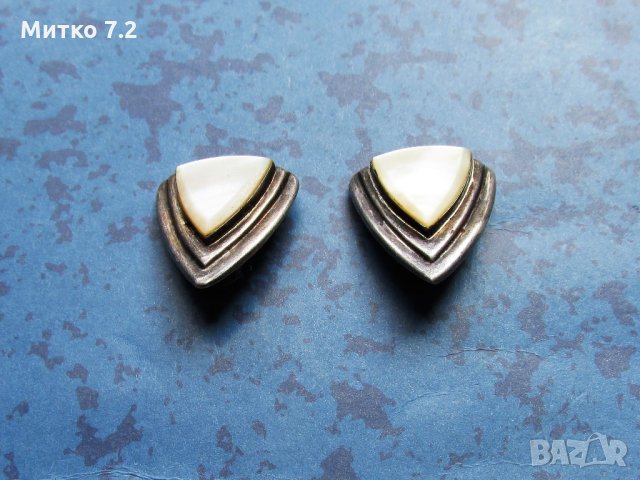 сребърни обеци със седеф, снимка 6 - Обеци - 26393626