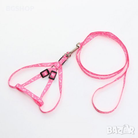 Нагръдник и повод за куче или котка 2 в 1 - Розов, снимка 4 - За кучета - 26292846