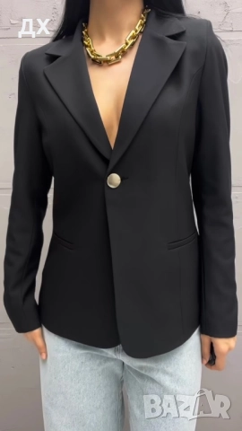 Дамско черно сако с хастар, снимка 2 - Сака - 52497931