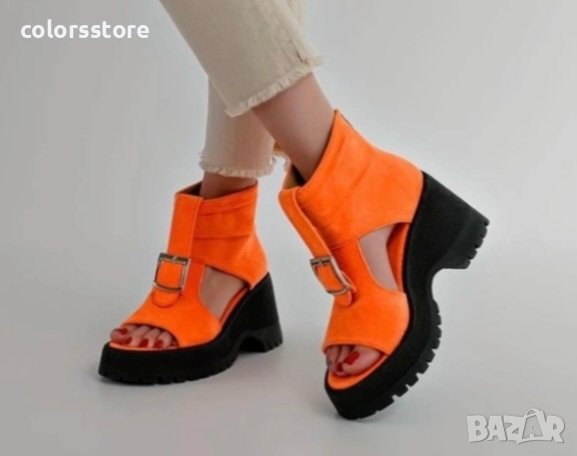 Летни боти- оранжеви с черно ходило - LB50, снимка 2 - Сандали - 40807457
