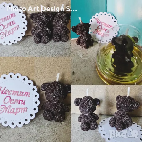  НОВО ✨ Мини свещ "Мече" с неустоим аромат на ябълка и канела! 🕯️, снимка 2 - Форми - 48498669