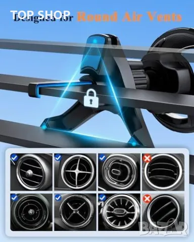 Нов Магнитен държач за телефон за кола Volport за всички вентилационни отвори, снимка 6 - Селфи стикове, аксесоари - 49657388