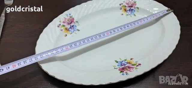 Стар български порцелан плато елипса , снимка 2 - Антикварни и старинни предмети - 48561920