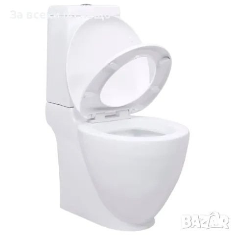 Керамичен моноблок тоалетна чиния кръгла долно оттичане бяла, снимка 6 - Други - 47309337