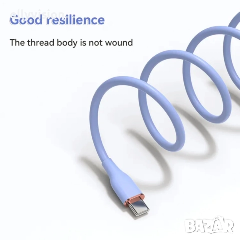 Силиконов кабел USB C to Lightning , 27W, 1 м, бял, снимка 2 - USB кабели - 51826409