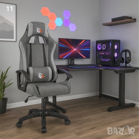 Ергономичен геймърски офис стол с лумбална и шийна опора – комфорт за игра и работа без умора