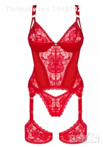 Секси корсет с прашки в червен цвят Belovya Obsessive, снимка 3 - Корсети, бюстиета, топове - 47557759