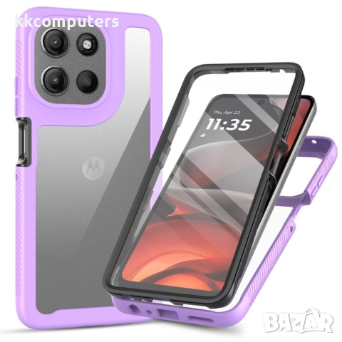 Clear Case for Motorola Moto G86 5G / Power 5G | Комплект с Протектор | Черен, Тъмносин, Лилав, Розо, снимка 2 - Калъфи, кейсове - 51931526