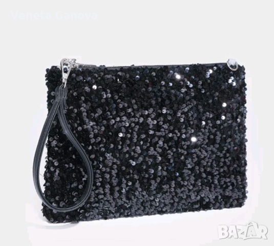 Сребърна или черна вечерна дамска чанта за рък, снимка 4 - Чанти - 44905720