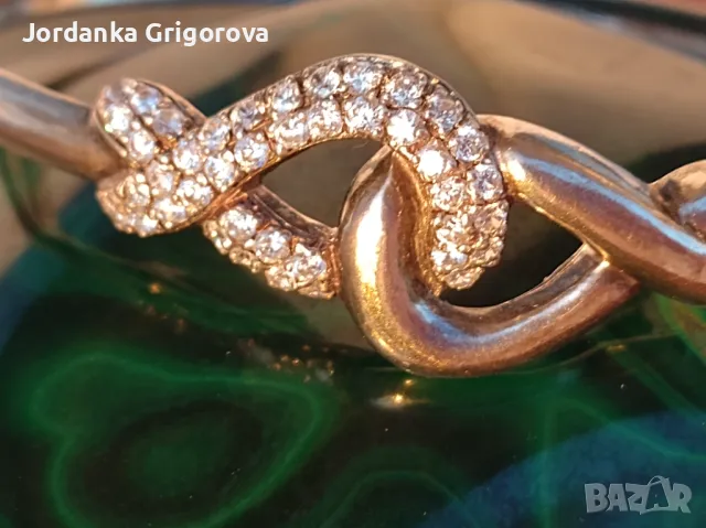 Сребърна, твърда гривна с естествени камъни - елипса, снимка 2 - Гривни - 47741895