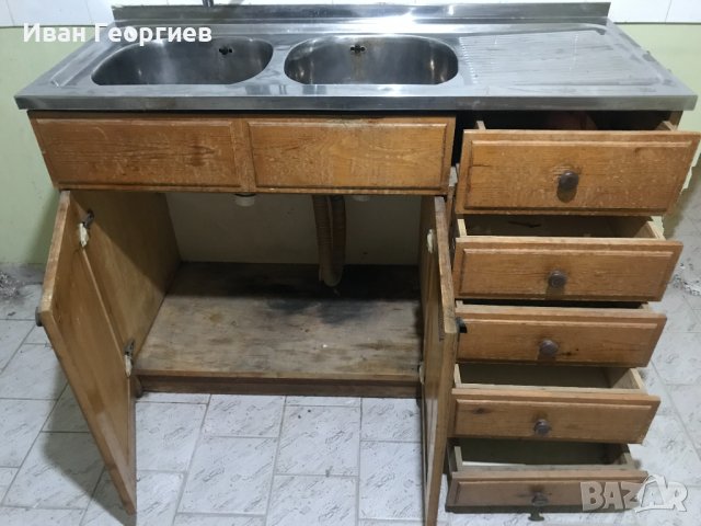 Кухненски шкаф с двойна мивка неръждавейка Д/Ш/В-120/50/85 см , снимка 2 - Кухни - 43582610