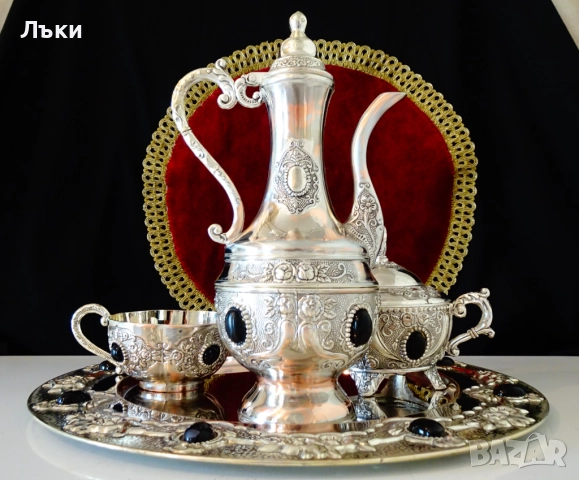 Посребрена медна кана за кафе,вино,рози,оникс. , снимка 9 - Антикварни и старинни предмети - 51780757