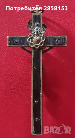 Голям бронзов кръст с кост,Божигроб,Йерусалим 19 в., снимка 2 - Антикварни и старинни предмети - 50055643