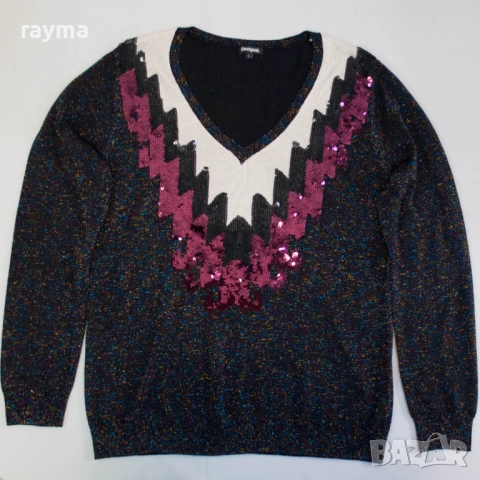 Desigual Maka дамски пуловер с ламе и пайети, снимка 5 - Блузи с дълъг ръкав и пуловери - 51832014