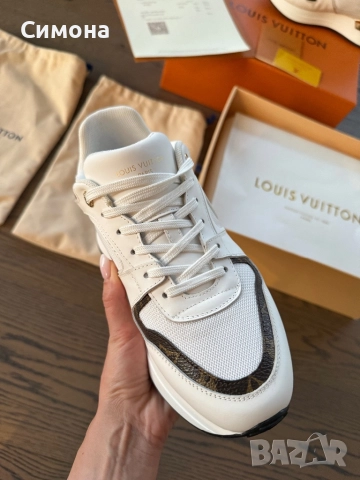 Louis Vuitton дамски сникърси маратонки обувки бели естествена кожа, снимка 8 - Маратонки - 50234415
