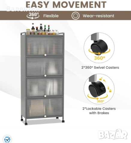 Кухненски метален шкаф на колелца, снимка 5 - Шкафове - 53246378