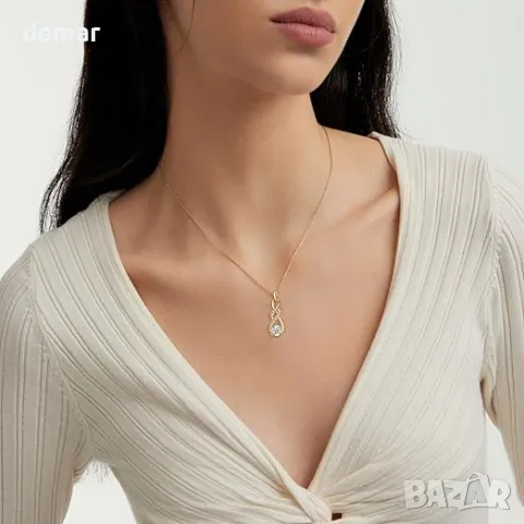 LOCIBLO Сребърно дамско колие с висулка безкрайност, 18K позлатено с рожден камък, 40+5 см, снимка 3 - Колиета, медальони, синджири - 47275055