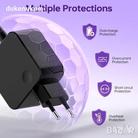 65W GaN зарядно за лаптоп Lenovo – компактно и мощно, снимка 6 - Кабели и адаптери - 53124479