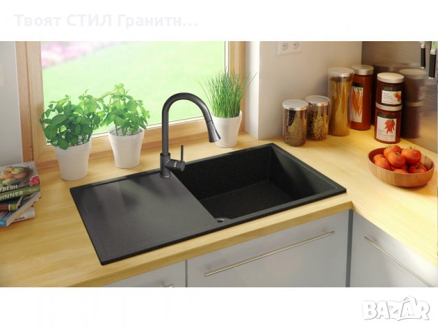 Кухненска Мивка от Гранит модел Ибиса 900 x 500 Supreme Графит, снимка 3 - Други - 37118263