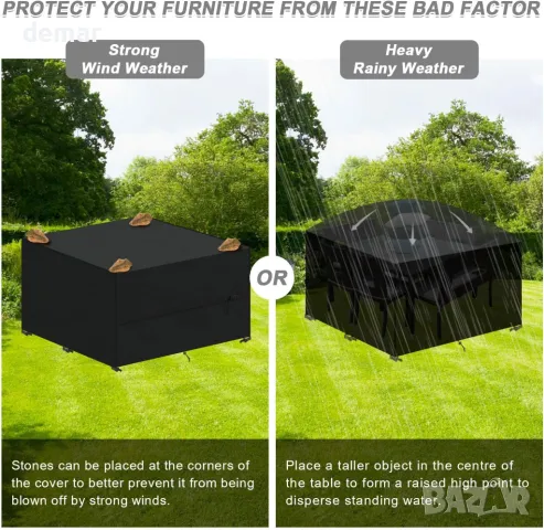 Покривало за градинска мебел LAMUNI Cube, 300x300x100cm, 420D Oxford плат, снимка 6 - Градински мебели, декорация  - 49116371