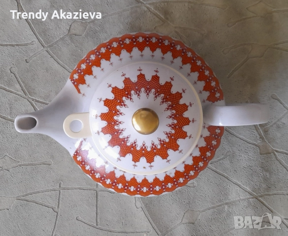 Нов немски порцеланов чайник с цедка, снимка 4 - Сервизи - 52441626