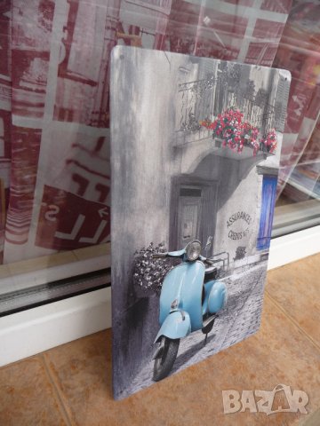 Метална табела мотор мотопед скутер Веспа цветя застраховки кредити, снимка 2 - Декорация за дома - 43765393