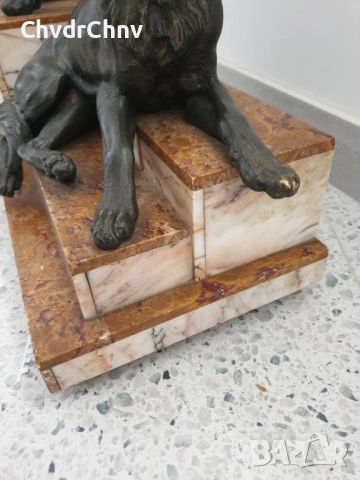 57см-20кг Carvin ЦAM статуетка/стара френска скулптура/фигура на кучета-немски овчарки, снимка 13 - Статуетки - 53483355
