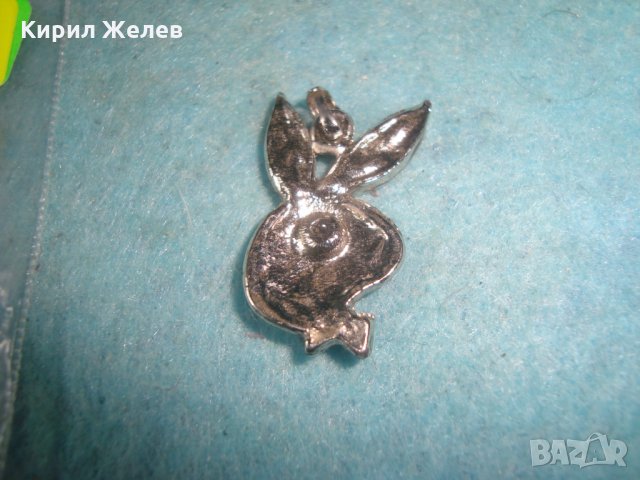 ЗАЙЧЕ - ПЛЕЙБОЙ с ИНКРУСТИРАНИ ЦИРКОНИ АРТ ФЕШЪН МЕДАЛЬОН ПОСРЕБРЕН 6825, снимка 3 - Колиета, медальони, синджири - 35645925