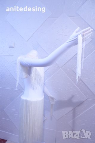 Бяла рокля с ресни за латино танци, снимка 18 - Детски рокли и поли - 44029662