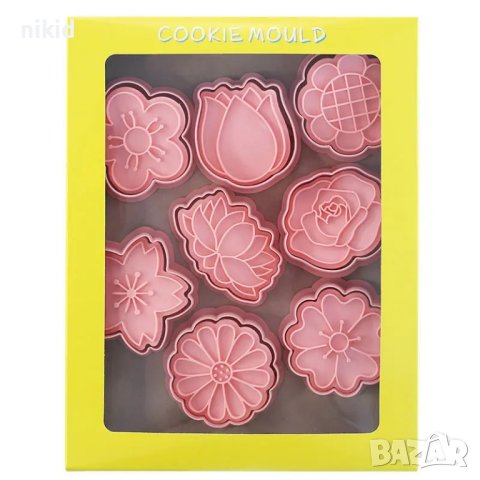 8 цветя цвете резци резец с печат печати с релеф щампа за сладки бисквитки тесто фондан, снимка 5 - Форми - 44133961