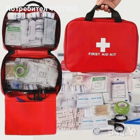 Комплект за първа помощ 173 елемента – Незаменим помощник за пътувания, къмпинг и автомобил, снимка 2 - Други - 53382611