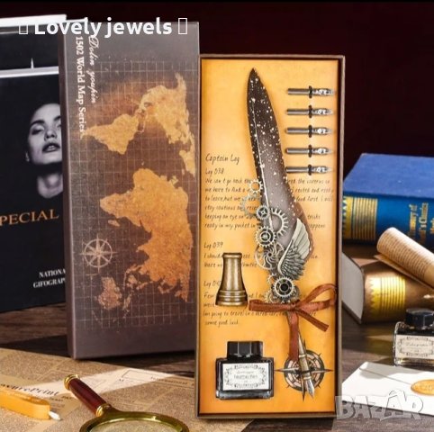 Луксозни комплекти с писалка с перо и мастилница, снимка 2 - Ученически пособия, канцеларски материали - 43480154