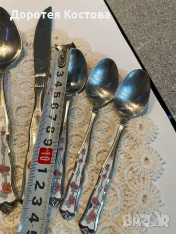 Красиви прибори MONOGRAM от Англия с рози и керамични дръжки, снимка 16 - Антикварни и старинни предмети - 48200318