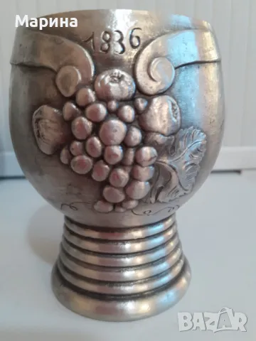 Комплект Кана и чаши за вино от калай Antik*Vintage#74, снимка 7 - Антикварни и старинни предмети - 48691014