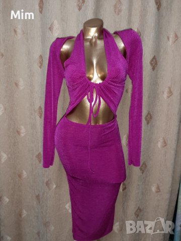 S/ M Цикламова дълга рокля, снимка 2 - Рокли - 40364458