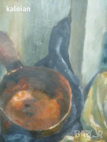 Голяма авторска испанска картина. Масло върху платно каширано на фазер. Подписана. Дървена стара рам, снимка 5 - Антикварни и старинни предмети - 51285800