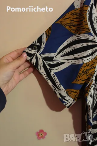 Къса рокля с яка и ръкави с флорални мотиви, снимка 3 - Рокли - 47412370