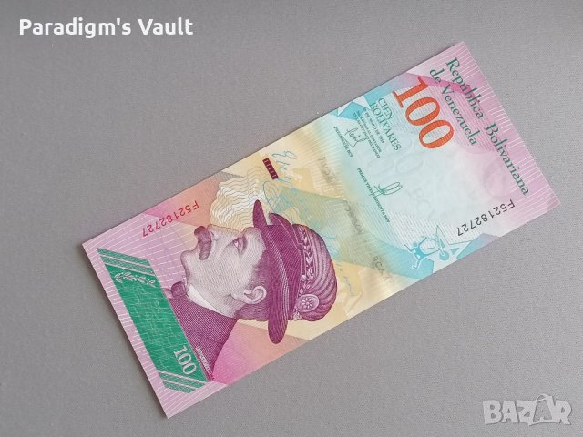 Банкнота - Венецуела - 100 боливара UNC | 2018г., снимка 1 - Нумизматика и бонистика - 42937503