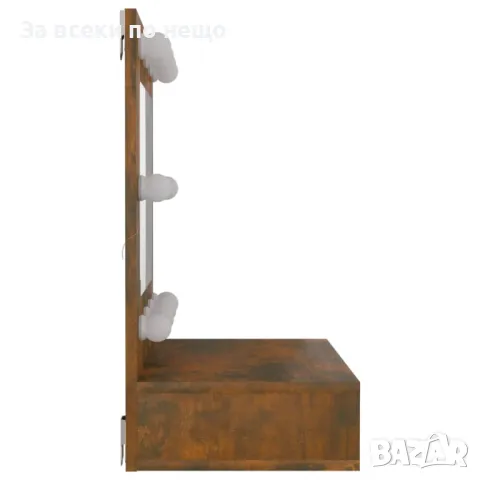 Огледален шкаф с LED, опушен дъб, 60x31,5x62 см, снимка 3 - Шкафове - 47415104