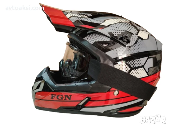 Каска Крос Мотор/Скутер/Бъги/Вело/АТВ с очила, снимка 7 - Аксесоари и консумативи - 50603693