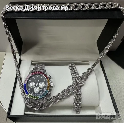 Луксозен комплек бижута, часовник , гривна и колие, снимка 8 - Колиета, медальони, синджири - 51254655