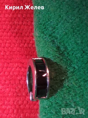 СКЪПОЦЕННА СРЕБЪРНА АРТ ОБЕЦА РОДИРАНО СРЕБРО 925 АНГЛИЯ с ЮВЕЛИРНО ФАСЕТИРАН ЧЕРЕН ОБСИДИАН 25868, снимка 3 - Обеци - 35884557