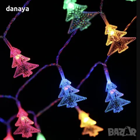 5402 Многоцветни коледни лампички Елхички, 28 LED, 280 см