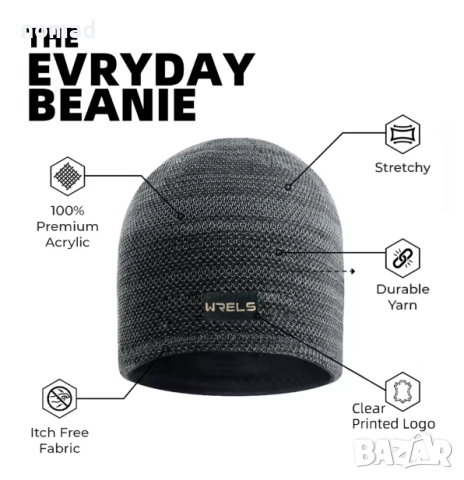 Плетена топла шапка WRELS I Двустранна, топла, мека, удебелена | За спорт и ежедневие, снимка 11 - Шапки - 52688927
