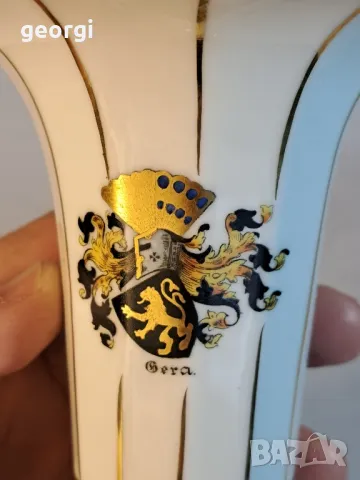 Немска порцеланова вазичка с позлата     11/5, снимка 2 - Вази - 48956017